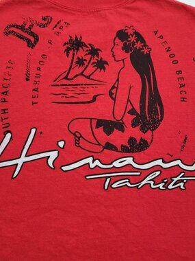 Hinano Tahiti Surfriding Graphic T Shirt Mens XL South Pacific Hawaiian Cotton